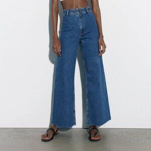 ZARA MARINE STRAIGHT-LEG HIGH-WAIST JEANS
